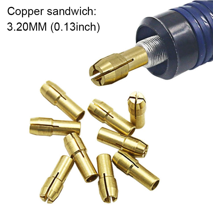 10 PCS Three-claw Copper Clamp Nut for Electric Mill Fittings,Bore diameter: 3.2mm