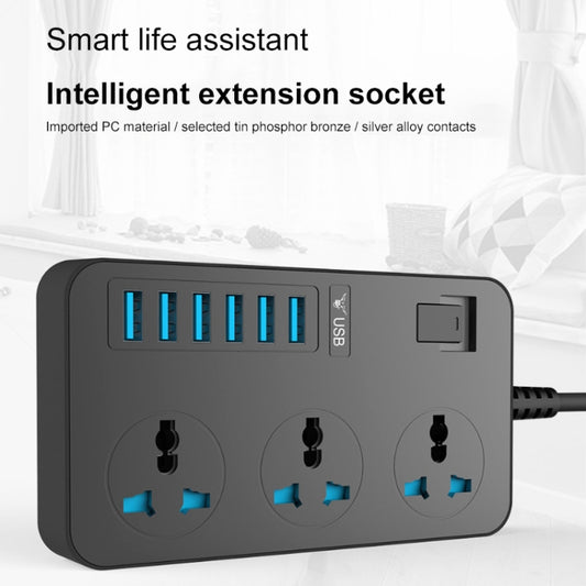 T09 3000W High Power Multi-Function Plug-in 3-Hole International Universal Jack + 6 USB Intelligent Charging