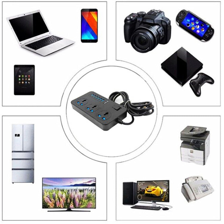 T09 3000W High Power Multi-Function Plug-in 3-Hole International Universal Jack + 6 USB Intelligent Charging