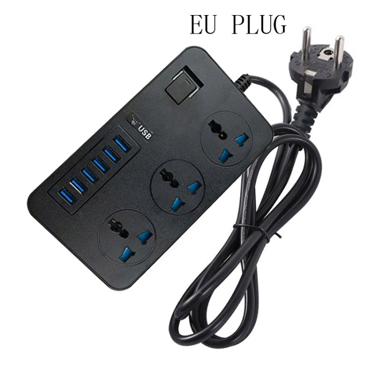T09 3000W High Power Multi-Function Plug-in 3-Hole International Universal Jack + 6 USB Intelligent Charging
