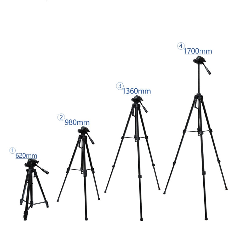 حامل ثلاثي القوائم L-3600 Live مزود بحامل ثلاثي الأبعاد مع لوحة تحرير سريعة قابلة للفصل وتعديل الارتفاع من 62 إلى 170 سم لكاميرا SLR وجهاز عرض Live Light (أسود)، L-3600