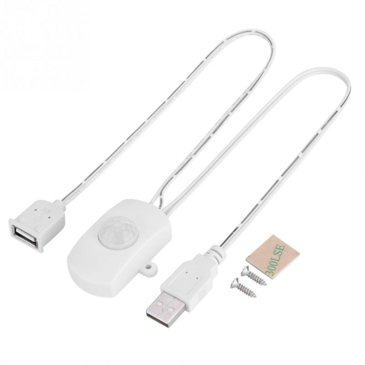 مفتاح مستشعر حركة الجسم بالأشعة تحت الحمراء PIR بمنفذ USB تيار مستمر 5 فولت/12 فولت/24 فولت، مفتاح كاشف مستشعر حركة الإنسان لشريط إضاءة LED، أسود وأبيض