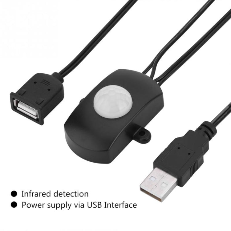 مفتاح مستشعر حركة الجسم بالأشعة تحت الحمراء PIR بمنفذ USB تيار مستمر 5 فولت/12 فولت/24 فولت، مفتاح كاشف مستشعر حركة الإنسان لشريط إضاءة LED، أسود وأبيض
