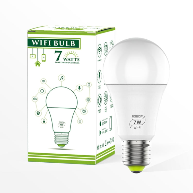 مصباح ذكي LED يعمل بالواي فاي RGBCW E27 بقدرة 7 وات، يعمل لاسلكيًا مع أتمتة المنزل الذكي