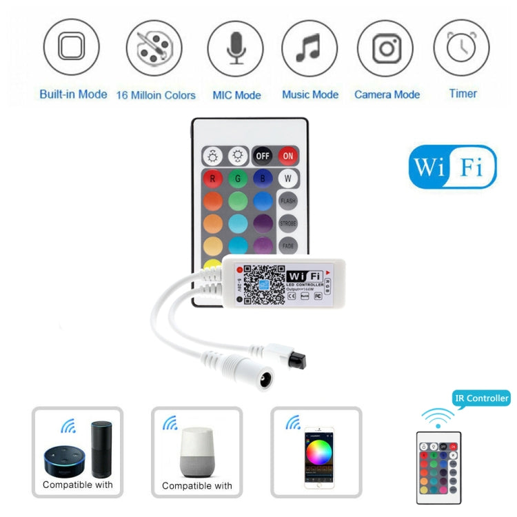 التحكم في الموسيقى ووضع المؤقت عبر الهاتف الذكي، وحدة تحكم LED RGB صغيرة تعمل بالواي فاي، وحدة تحكم RGB، وحدة تحكم RGB IR، وحدة تحكم RGBW IR، وحدة تحكم RGBW