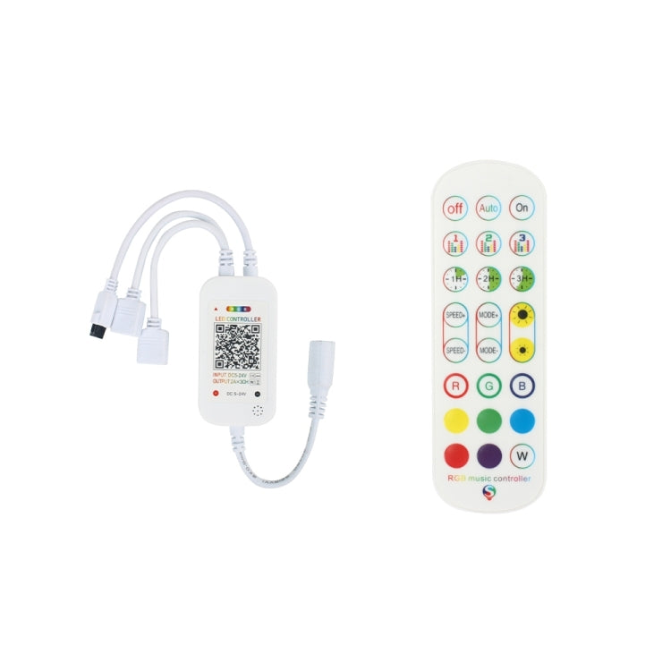 شريط إضاءة LED RGB ذكي مزود بـ 4 دبابيس مزود بتقنية WiFi، مع تحكم صوتي عن بعد، يعمل مع Alexa Echo، 5-24 فولت، وحدة تحكم WiFi مكونة من 40 مفتاحًا، وحدة تحكم WiFi مكونة من 24 مفتاحًا