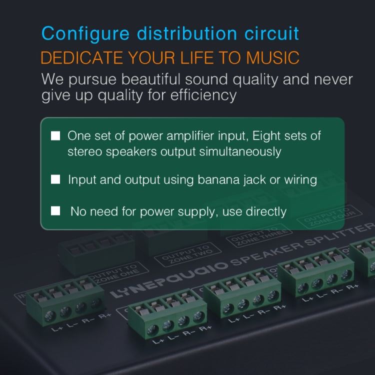 1 In 8 Out Amplifier And Sound Speaker Distributor, 8-Area Sound Source, Signal Distribution Panel, Audio Input, 300W Per Channel, B031