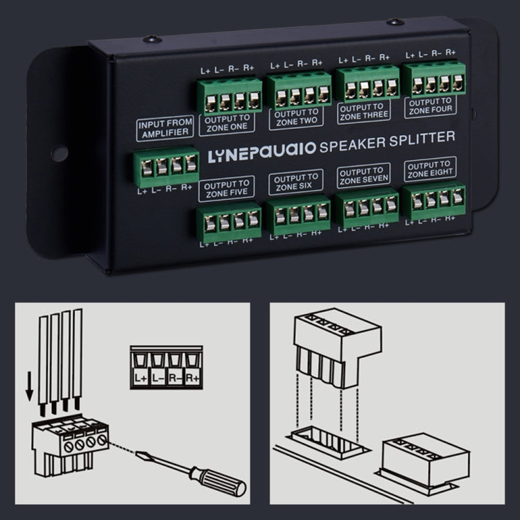 1 In 8 Out Amplifier And Sound Speaker Distributor, 8-Area Sound Source, Signal Distribution Panel, Audio Input, 300W Per Channel, B031