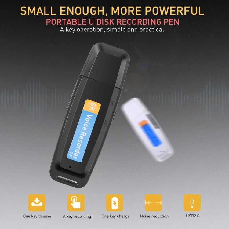 SK001 Professional Rechargeable U-Disk Portable USB Digital Audio Voice Recorder Pen Support TF Card