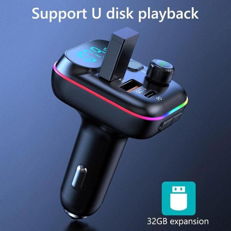 مشغل MP3 للسيارة T70، جهاز إرسال FM مع بلوتوث، شاحن سيارة USB، شحن سريع QC3.0، مشغل موسيقى U Disk، معدل FM، T70