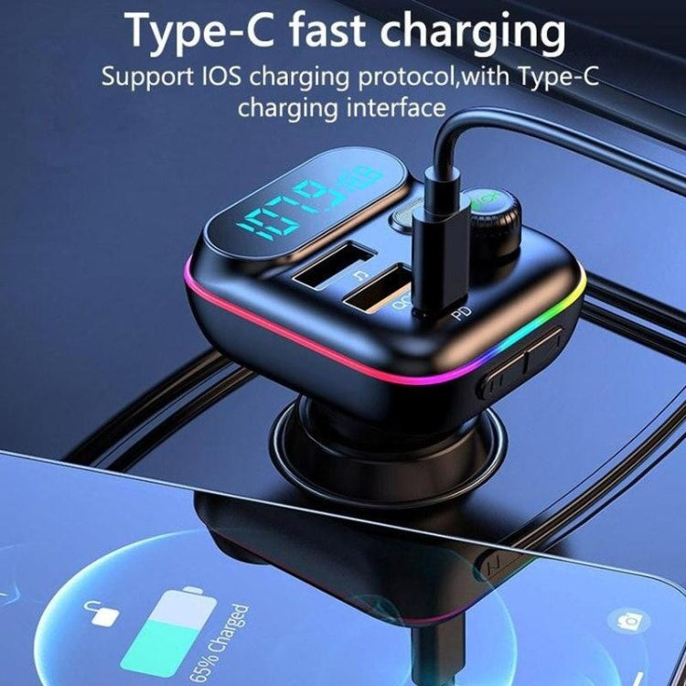 مشغل MP3 للسيارة T70، جهاز إرسال FM مع بلوتوث، شاحن سيارة USB، شحن سريع QC3.0، مشغل موسيقى U Disk، معدل FM، T70
