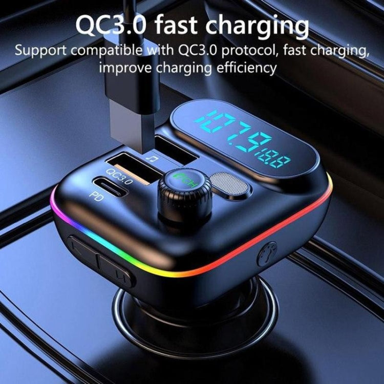 مشغل MP3 للسيارة T70، جهاز إرسال FM مع بلوتوث، شاحن سيارة USB، شحن سريع QC3.0، مشغل موسيقى U Disk، معدل FM، T70
