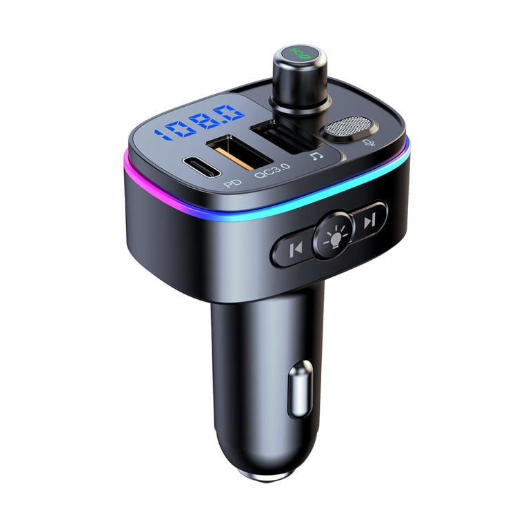 جهاز إرسال FM بتقنية بلوتوث للسيارة T65، مزود بمنفذ USB مزدوج من النوع C وشاحن QC3.0، T65