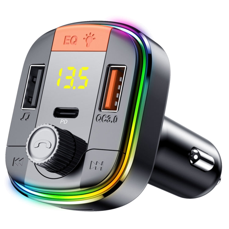 جهاز إرسال FM بتقنية البلوتوث T832 للسيارة مزود بإضاءة ملونة ومشغل MP3 وشاحن سريع قوي QC3.0، T832