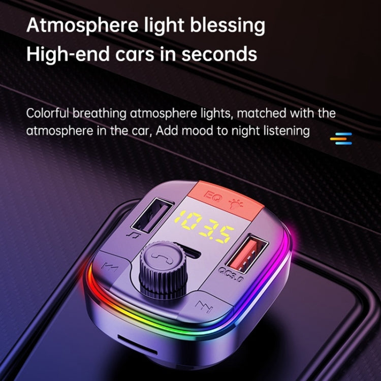 جهاز إرسال FM بتقنية البلوتوث T832 للسيارة مزود بإضاءة ملونة ومشغل MP3 وشاحن سريع قوي QC3.0، T832