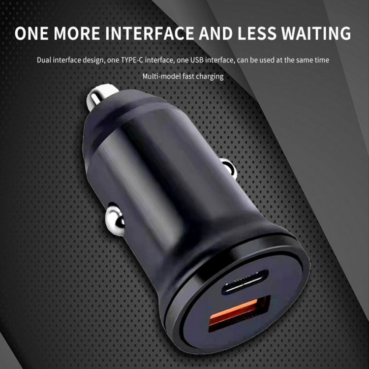 WKN-707 PD 20W USB-C / Type-C + QC 3.0 25W USB Mini Car Charger with USB-C / Type-C to 8 Pin Data Cable, Cable Length: 1m