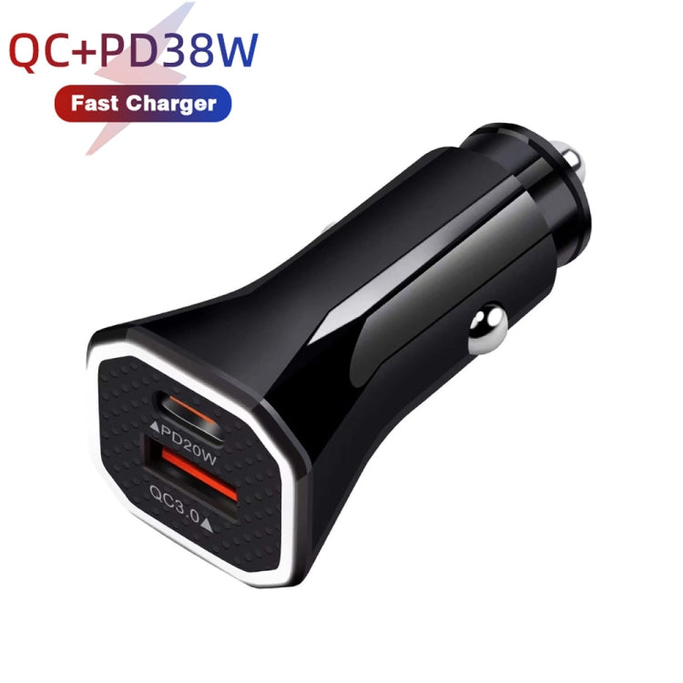 TE-P22 38W PD20W + QC3. 0 USB Car Charging + USB-C / Type-C to USB-C / Type-C Data Cable, Length: 1m, with Dual Type-C Cable