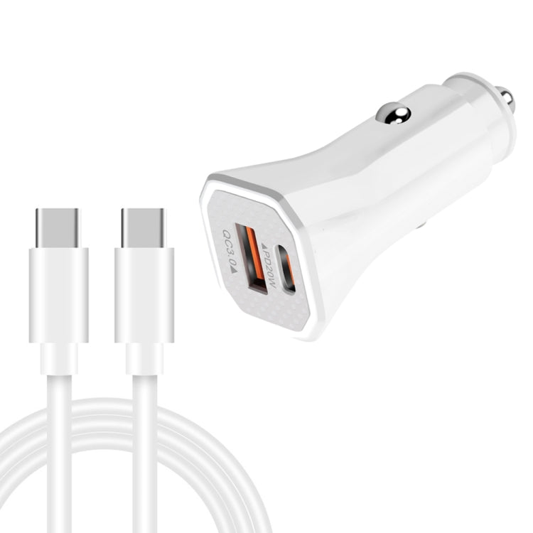 TE-P22 38W PD20W + QC3. 0 USB Car Charging + USB-C / Type-C to USB-C / Type-C Data Cable, Length: 1m, with Dual Type-C Cable