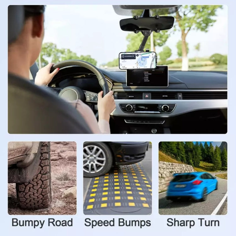 R004 Rearview Mirror 360 Rotatable Retractable Car Phone Holder, R004