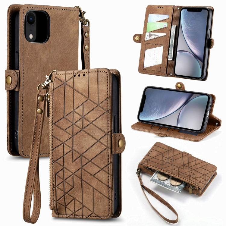 Geometric Zipper Wallet Side Buckle Leather Phone Case, For iPhone 11 Pro Max, For iPhone 11, For iPhone 11 Pro, For iPhone XR
