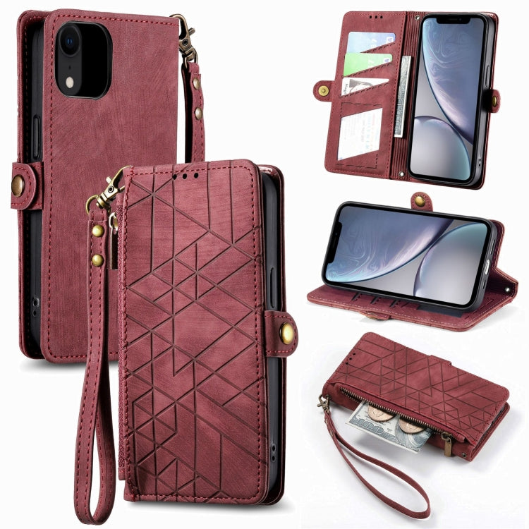Geometric Zipper Wallet Side Buckle Leather Phone Case, For iPhone 11 Pro Max, For iPhone 11, For iPhone 11 Pro, For iPhone XR