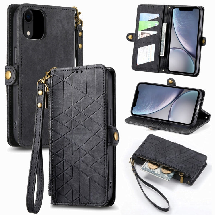 Geometric Zipper Wallet Side Buckle Leather Phone Case, For iPhone 11 Pro Max, For iPhone 11, For iPhone 11 Pro, For iPhone XR