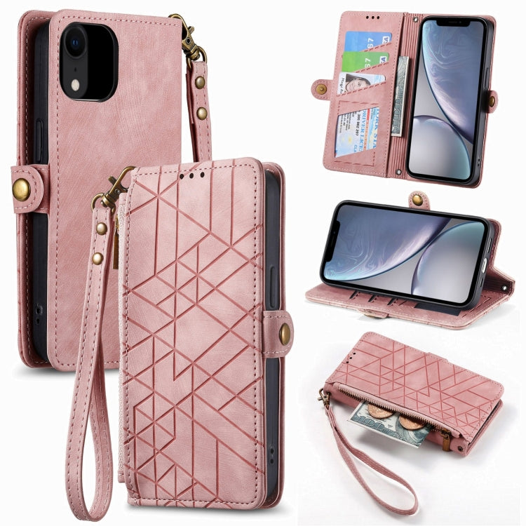 Geometric Zipper Wallet Side Buckle Leather Phone Case, For iPhone 11 Pro Max, For iPhone 11, For iPhone 11 Pro, For iPhone XR