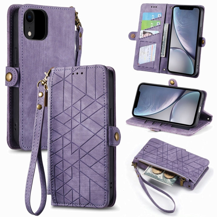 Geometric Zipper Wallet Side Buckle Leather Phone Case, For iPhone 11 Pro Max, For iPhone 11, For iPhone 11 Pro, For iPhone XR