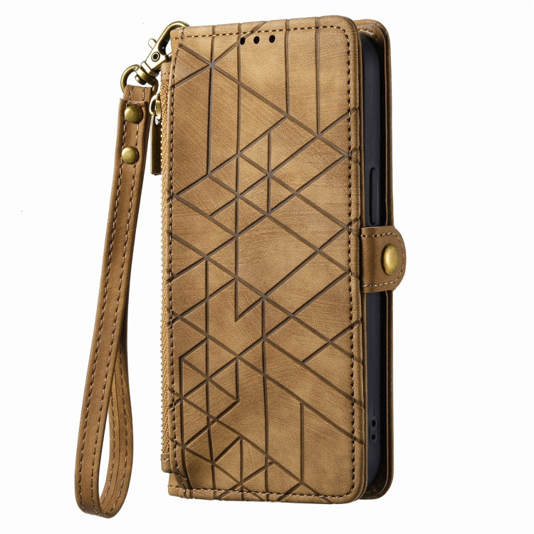 Geometric Zipper Wallet Side Buckle Leather Phone Case, For iPhone XS Max, For iPhone 7 Plus / 8 Plus, For iPhone 7 / 8 / SE 2022, For iPhone X / XS
