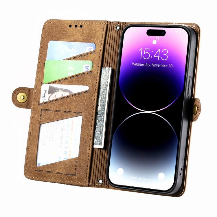 Geometric Zipper Wallet Side Buckle Leather Phone Case, For iPhone XS Max, For iPhone 7 Plus / 8 Plus, For iPhone 7 / 8 / SE 2022, For iPhone X / XS