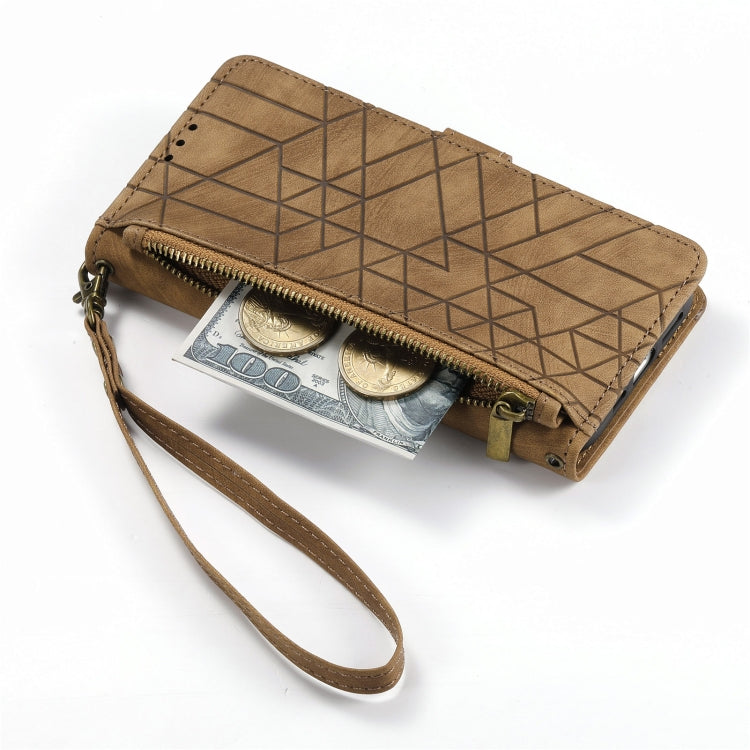 Geometric Zipper Wallet Side Buckle Leather Phone Case, For iPhone XS Max, For iPhone 7 Plus / 8 Plus, For iPhone 7 / 8 / SE 2022, For iPhone X / XS
