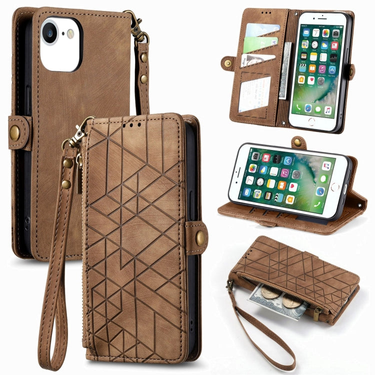 Geometric Zipper Wallet Side Buckle Leather Phone Case, For iPhone 6 Plus / 6s Plus, For iPhone 6 / 6s