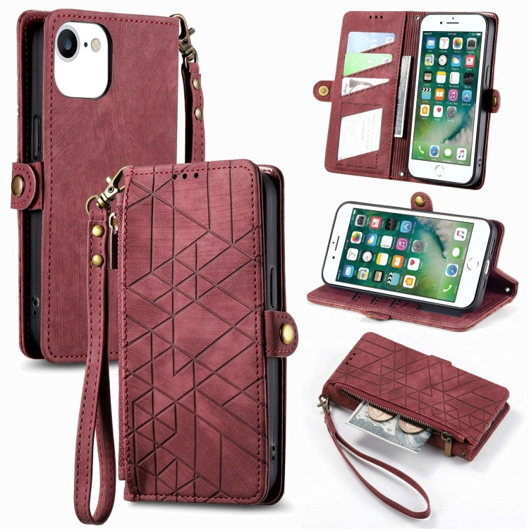 Geometric Zipper Wallet Side Buckle Leather Phone Case, For iPhone 6 Plus / 6s Plus, For iPhone 6 / 6s