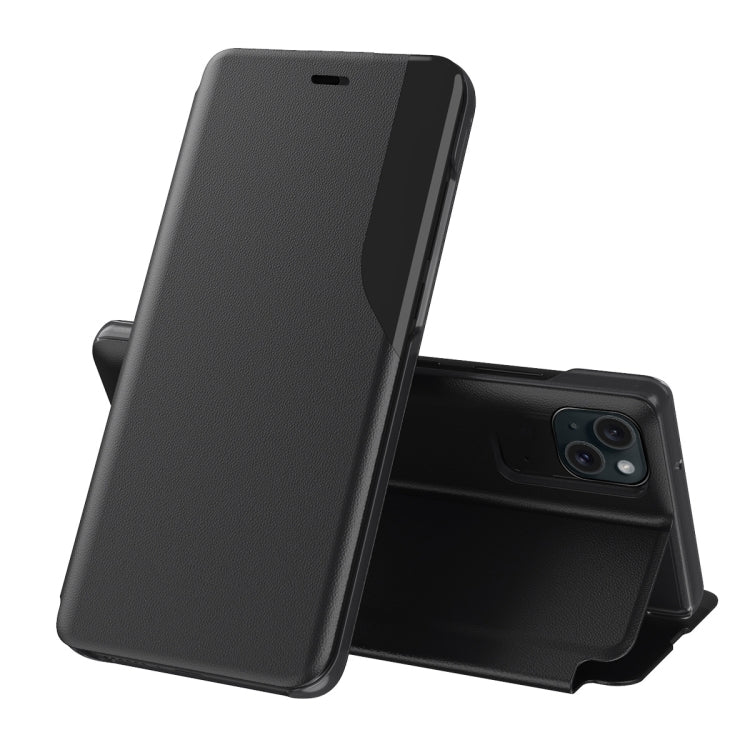 جراب هاتف جلدي قابل للطي مع شاشة جانبية، لهاتف iPhone 15