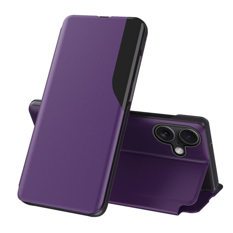 Side Display Flip Leather Phone Case, For iPhone 17 Pro Max, For iPhone 17 Pro, For iPhone 17, For iPhone 17 Air, For iPhone 16e, For iPhone 16 Pro Max, For iPhone 16 Pro, For iPhone 16 Plus