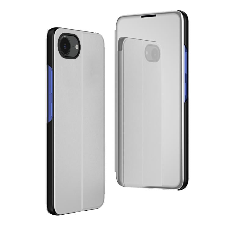 جراب هاتف جلدي أفقي قابل للطي مع حامل، مع مرآة مطلية، مناسب لأجهزة iPhone 16e وiPhone 16 Pro Max وiPhone 16 Pro وiPhone 16 Plus وiPhone 16 وiPhone 15 Pro Max