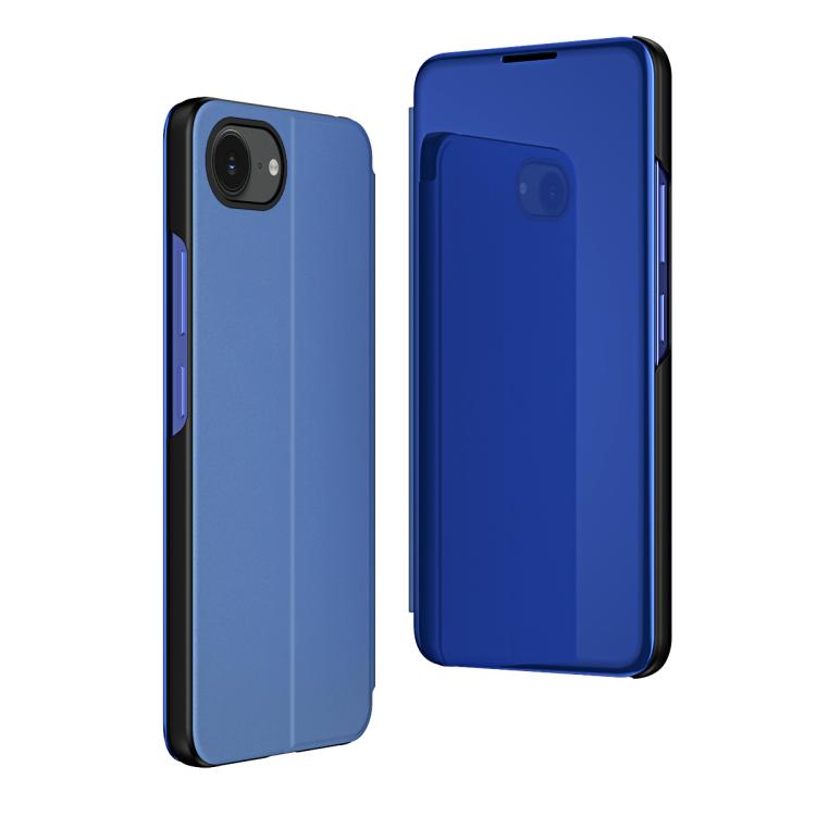 جراب هاتف جلدي أفقي قابل للطي مع حامل، مع مرآة مطلية، مناسب لأجهزة iPhone 16e وiPhone 16 Pro Max وiPhone 16 Pro وiPhone 16 Plus وiPhone 16 وiPhone 15 Pro Max