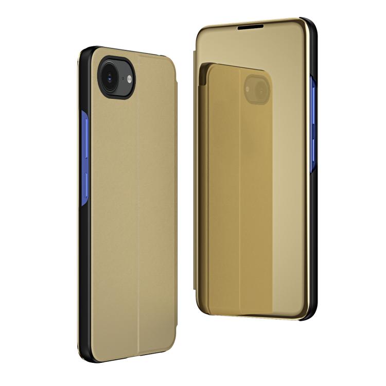 جراب هاتف جلدي أفقي قابل للطي مع حامل، مع مرآة مطلية، مناسب لأجهزة iPhone 16e وiPhone 16 Pro Max وiPhone 16 Pro وiPhone 16 Plus وiPhone 16 وiPhone 15 Pro Max