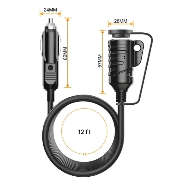 TR-29 Car Cigarette Lighter Extension Cord Male Plug to Female Socket with 16AWG Extender Cable, TR-29
