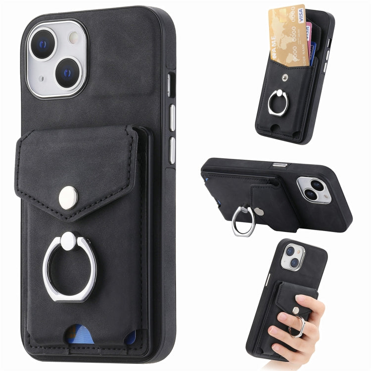Electroplating Skin-feel Leather Ring Card Wallet Phone Case, For iPhone 15 Pro Max, For iPhone 15 Plus, For iPhone 15 Pro, For iPhone 15, For iPhone 14 Pro, For iPhone 14 Pro Max