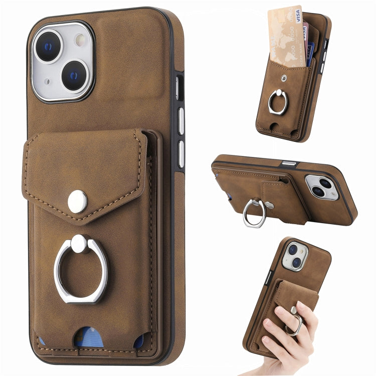 Electroplating Skin-feel Leather Ring Card Wallet Phone Case, For iPhone 15 Pro Max, For iPhone 15 Plus, For iPhone 15 Pro, For iPhone 15, For iPhone 14 Pro, For iPhone 14 Pro Max
