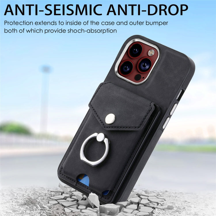 Electroplating Skin-feel Leather Ring Card Wallet Phone Case, For iPhone 15 Pro Max, For iPhone 15 Plus, For iPhone 15 Pro, For iPhone 15, For iPhone 14 Pro, For iPhone 14 Pro Max