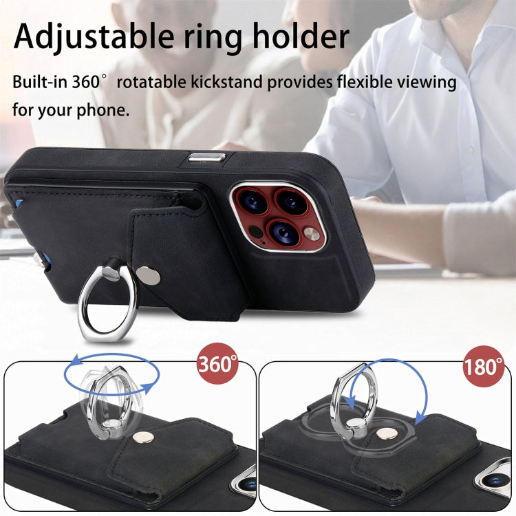 Electroplating Skin-feel Leather Ring Card Wallet Phone Case, For iPhone 15 Pro Max, For iPhone 15 Plus, For iPhone 15 Pro, For iPhone 15, For iPhone 14 Pro, For iPhone 14 Pro Max