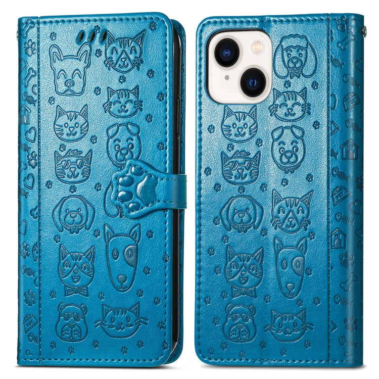 Cat and Dog Embossed Leather Phone Case