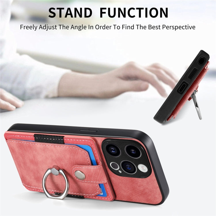 Retro Skin-feel Ring Card Wallet Phone Case