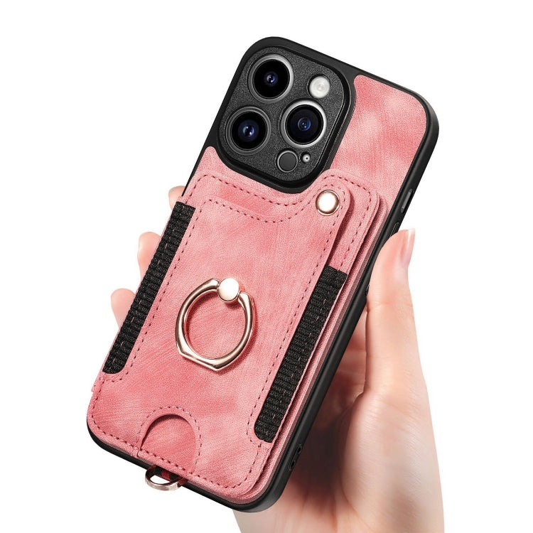 Retro Skin-feel Ring Multi-card Wallet Phone Case