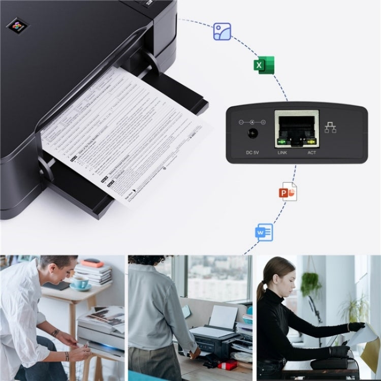 WAVLINK NU72P11 100Mbps Network Print Server USB 2.0 Network Printer Power Adapter