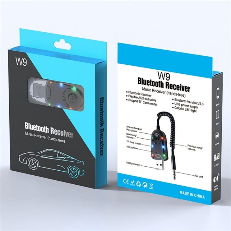 W9 Car Bluetooth Music Receiver USB Bluetooth 5.3 Adapter Wireless Audio Receiver, W9