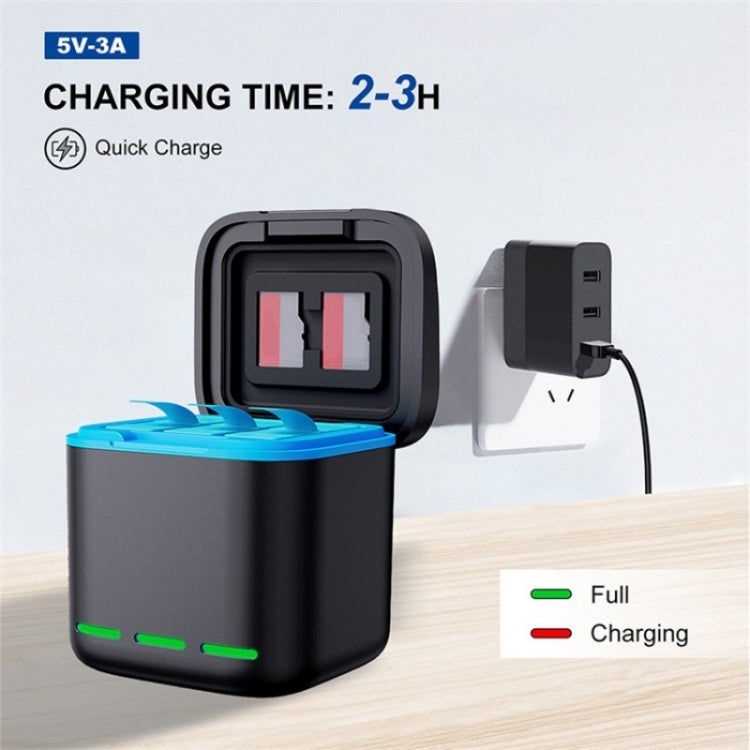 GP-910 3-Battery Charging Box Storage Case For GoPro HERO12 Black /11 Black /10 Black /9 Black, For GoPro HERO12 Black /11 Black /10 Black /9 Black