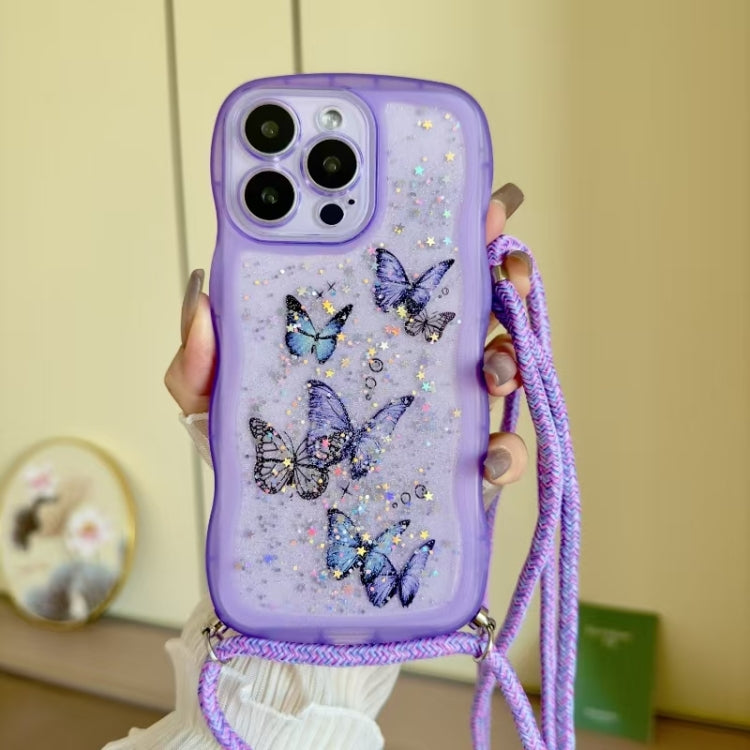 Crossbody Wave Edge Butterfly TPU Phone Case, For iPhone 15 Pro Max, For iPhone 15 Pro, For iPhone 15 Plus, For iPhone 15